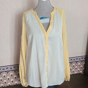 Boden Yellow & White Print Blouse